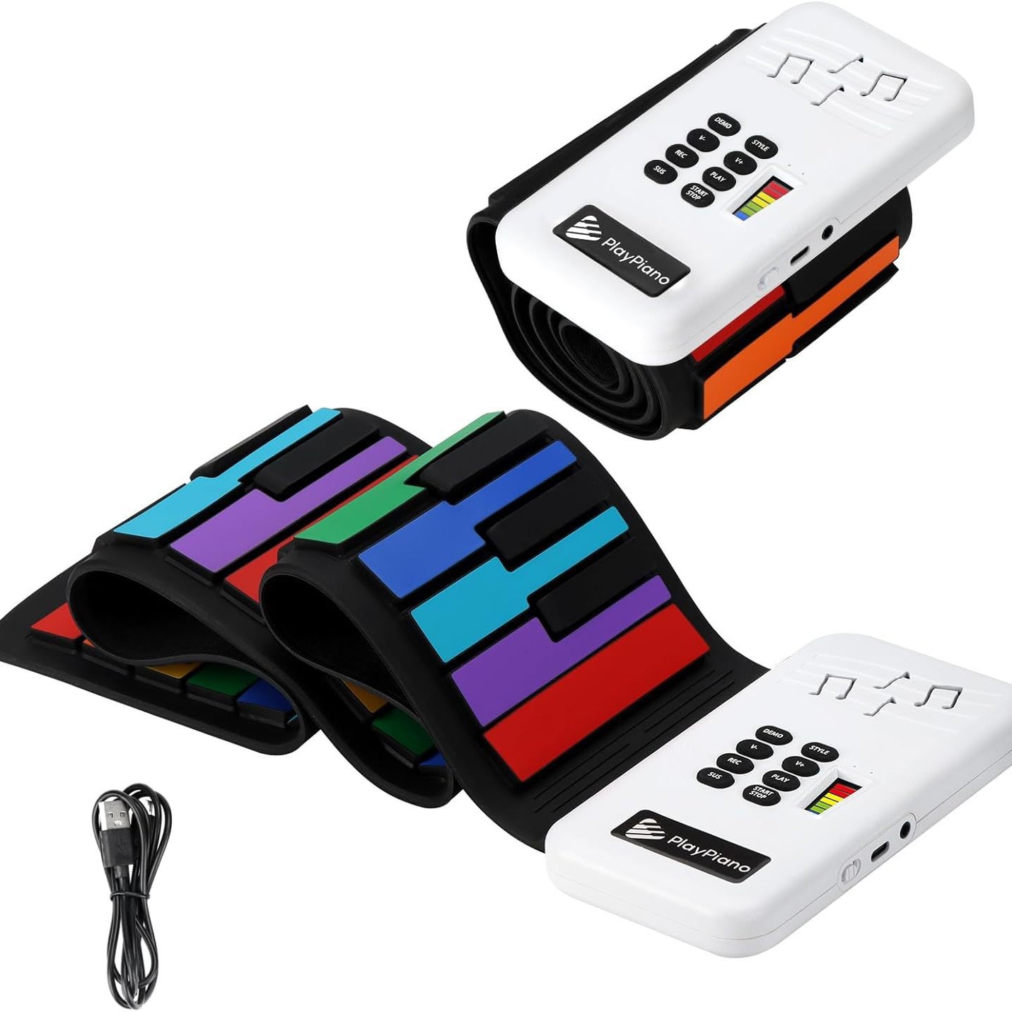 49 key hand roll piano children's entry keyboard fun silicone piano rainbow version accordion children's electronic organ
