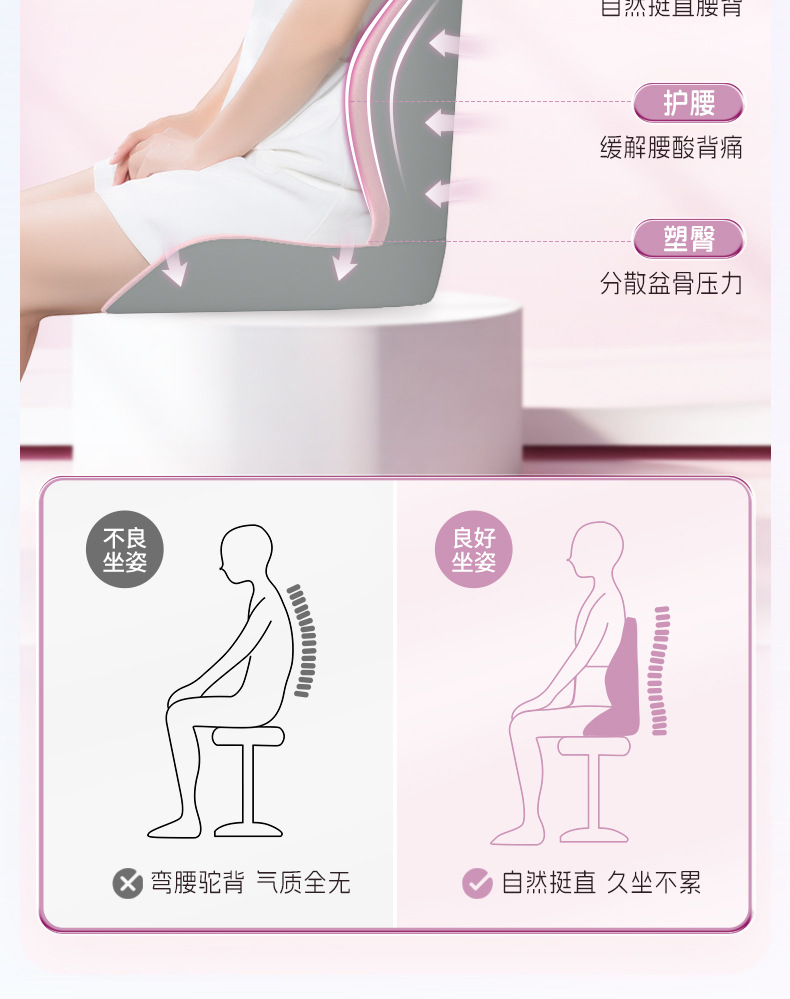 Car house car waist cushion sitting cushion integrated heightening cushion car waist support headrest driver driving long-sitting waist support artifact