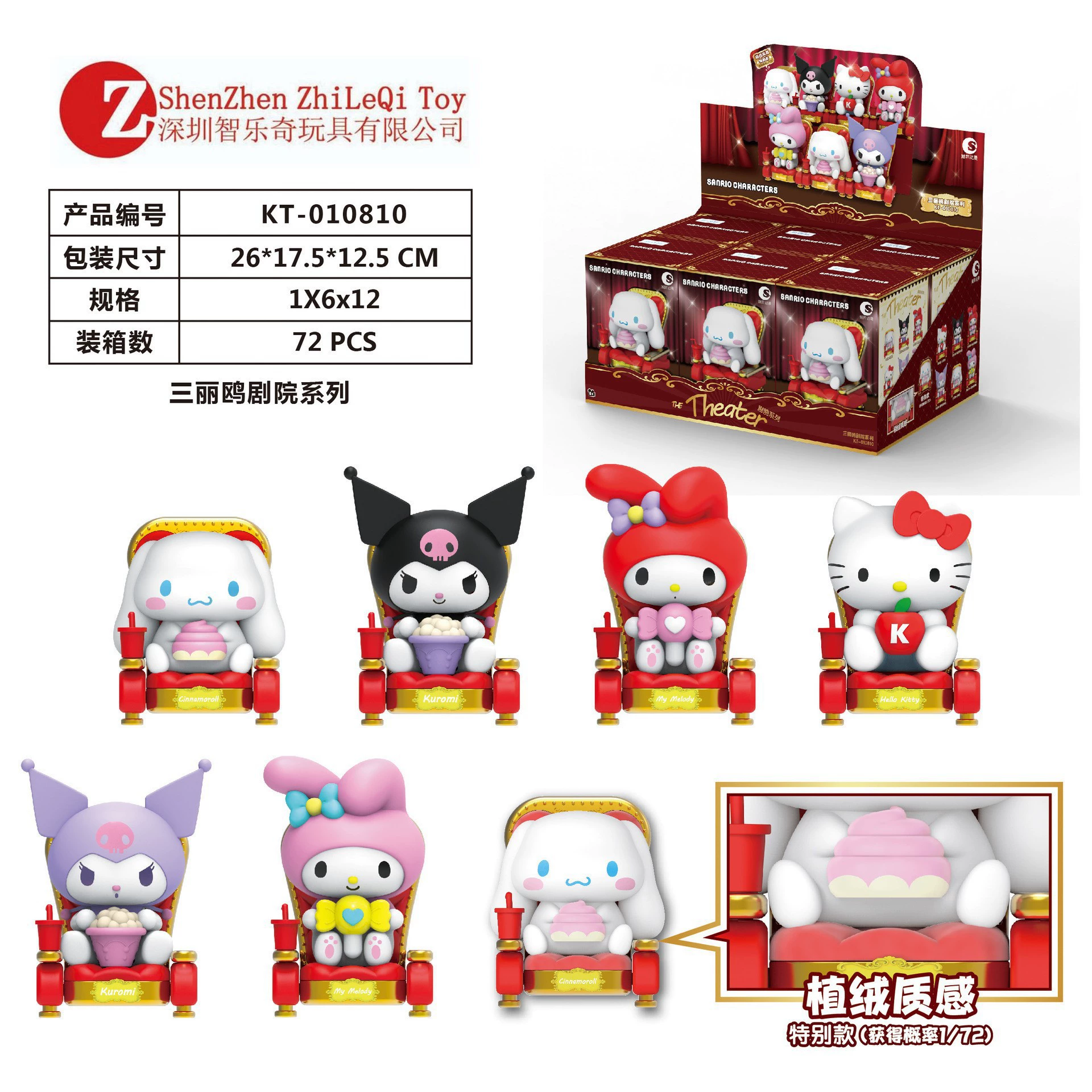 Слепая коробка Фигура (Sanrio) Kuromi коллекционная сюрпризная, 10×10×10 см, серия слепой коробки
