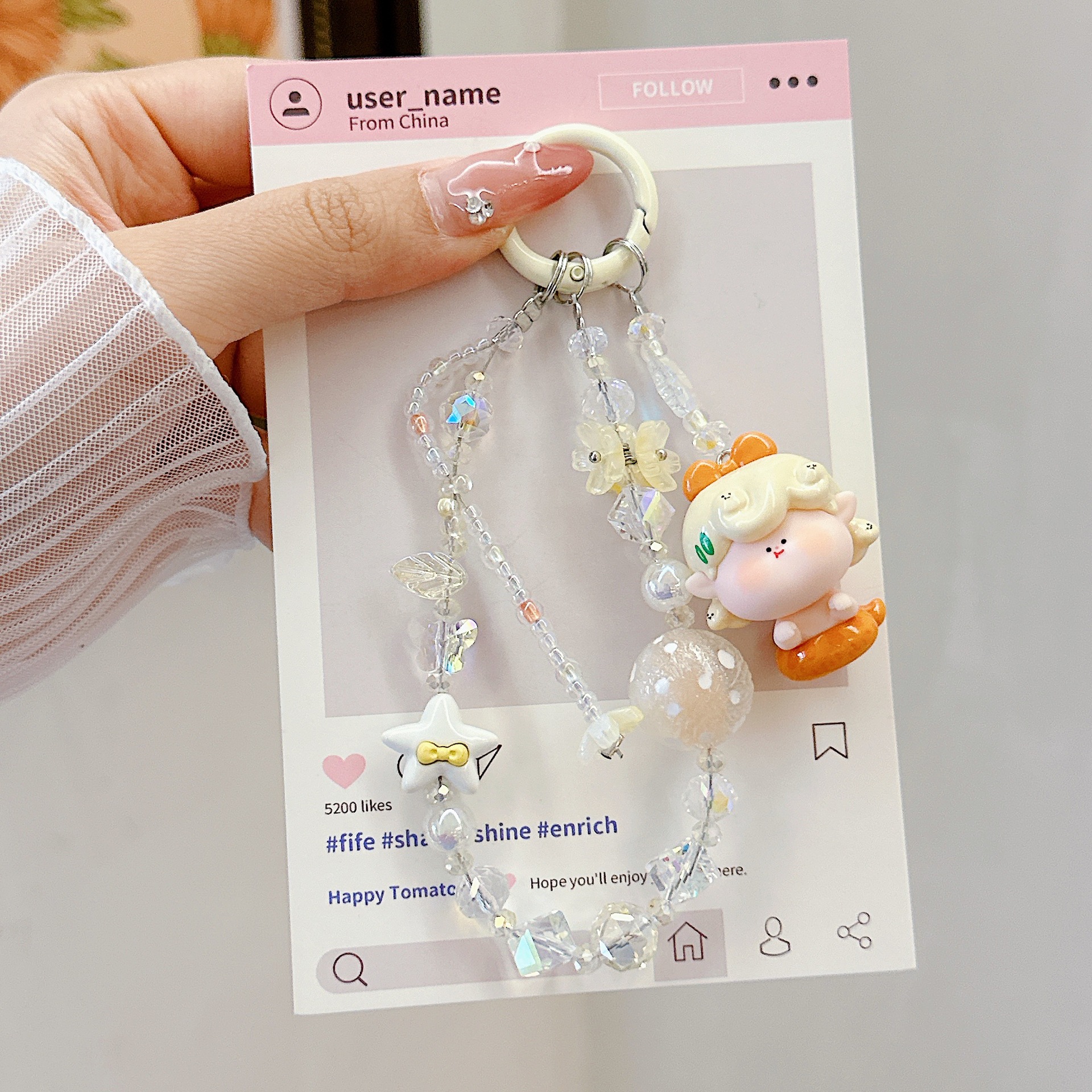 Genuine Lilith linda pintura al óleo estrella nueva aleación cristal resina linda cadena de teléfono móvil bolso colgante de teléfono móvil