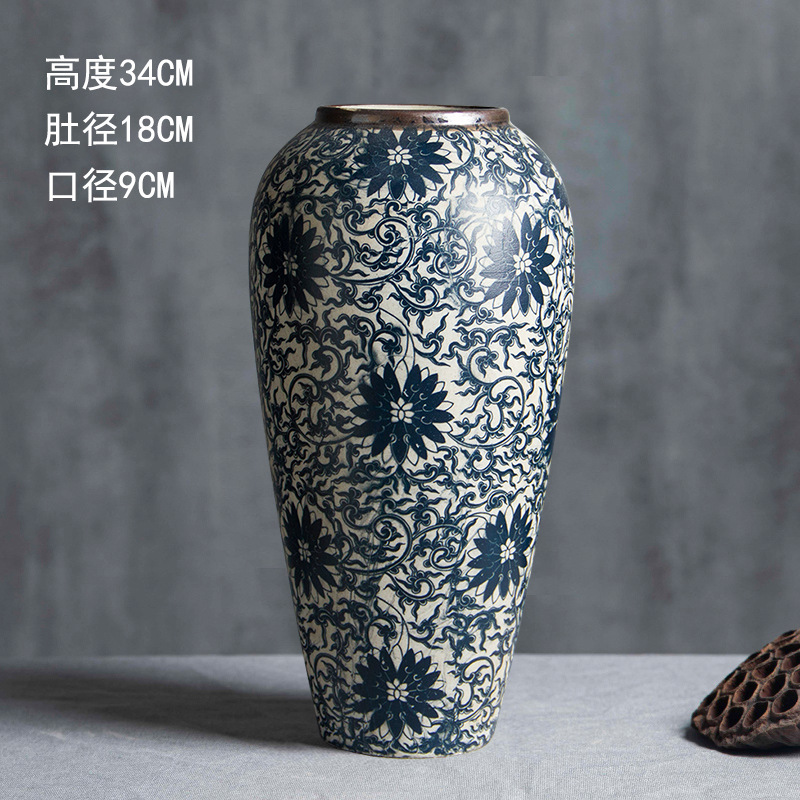 Jingdezhen vasijas de cerámica ornamentos floral sala de estar nueva decoración china porche ornamentos vasijas de cerámica vintage maceta de flores