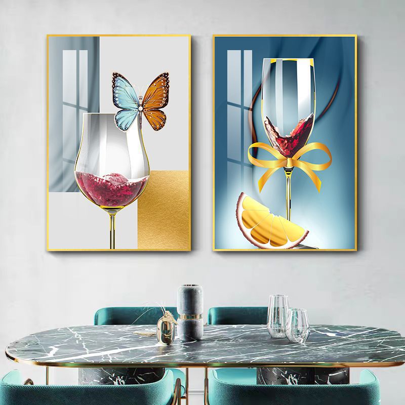 Pintura decorativa de comedor simple mesa de comedor cuelga pinturas de porcelana de cristal de fondo pinturas murales sin perforación