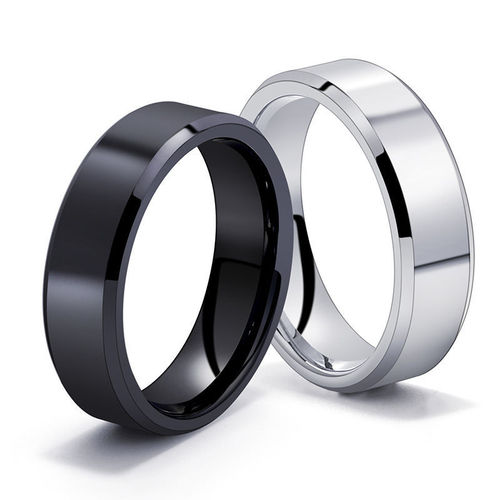 Cross-border titanium steel accessories 8mm bevel edge bright ring glossy stainless steel mirror polished ring jewelry
