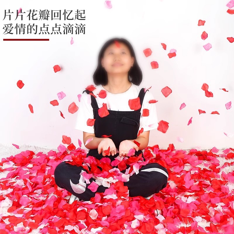 仿真玫瑰花瓣结婚表白装饰手撒花情人节求婚制造浪漫婚房布置源极|undefined