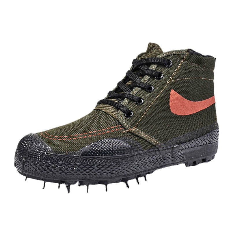 Vulcanized High-Top Work Shoes, Canvas Upper, Rubber Sole, Sizes 34–45