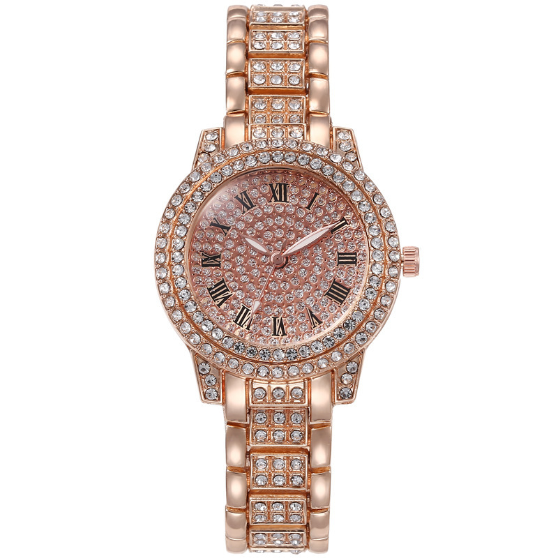 Casual Full Diamond Fashion Watch Women's Retro Roman Plate Steel Band Watch Casual Quartz Watch Factory_voghion.com