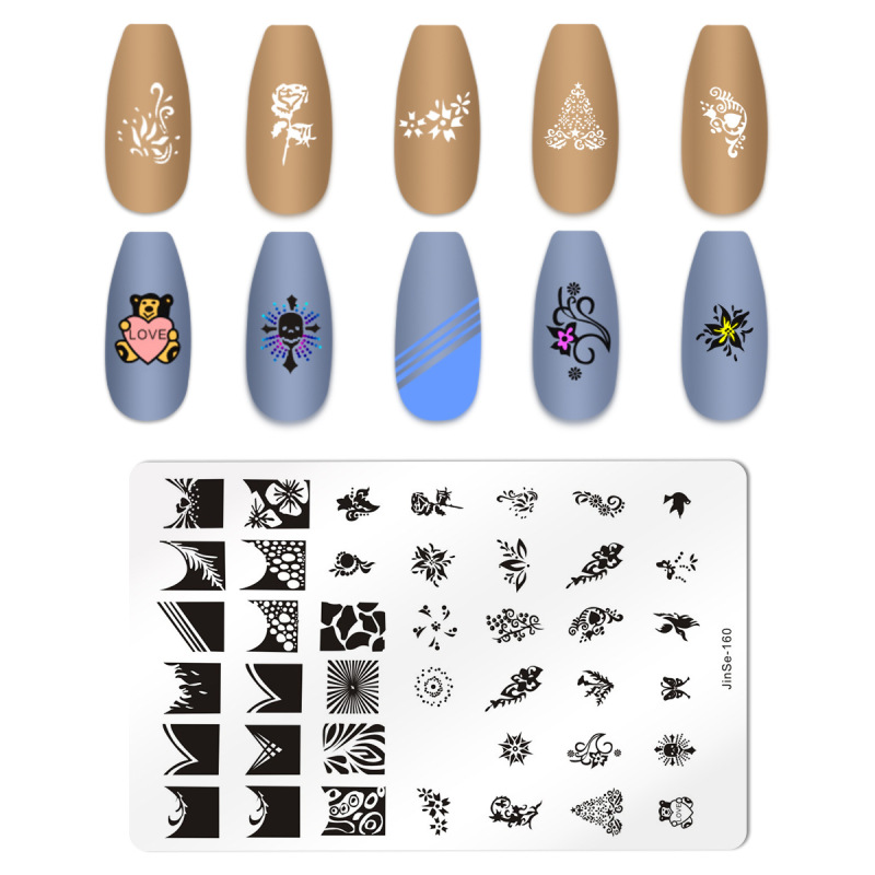 瑾恬美甲印花钢板 指甲转印模板 圣诞大板印花模板工具|undefined