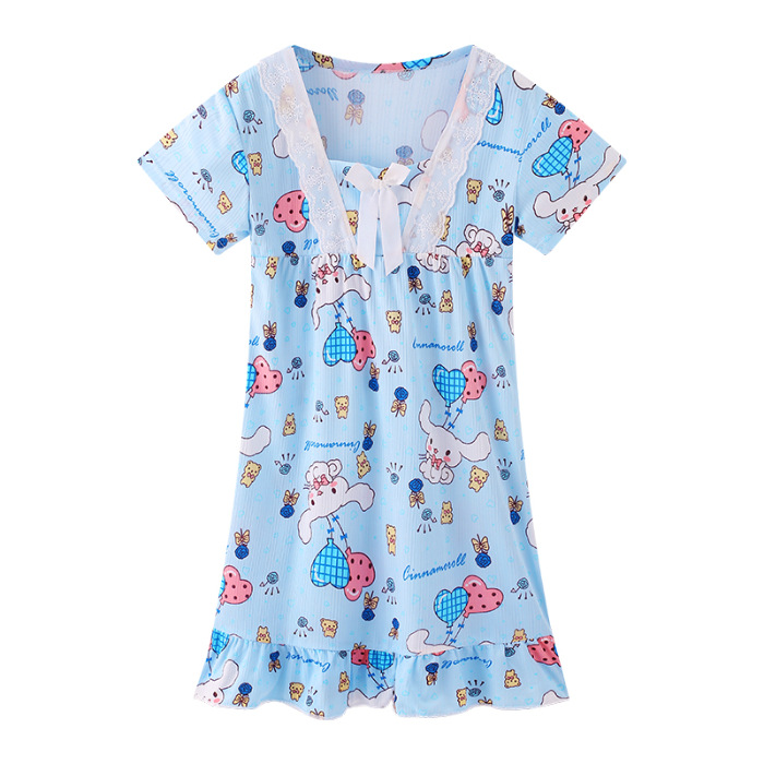 Pijama infantil princesa viento de verano nuevo pijama de niña manga corta Melody vestido de dibujos animados ropa para el hogar