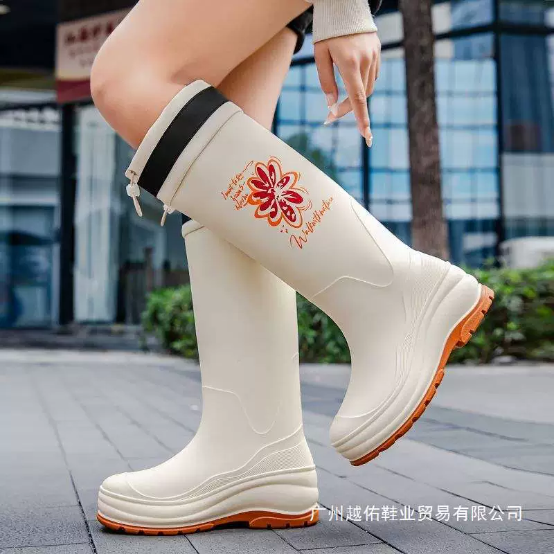 Новые женские высокие резиновые сапоги Martin, модная непромокаемая обувь, нескользящие износостойкие резиновые сапоги на толстой подошве и резиновая обувь.