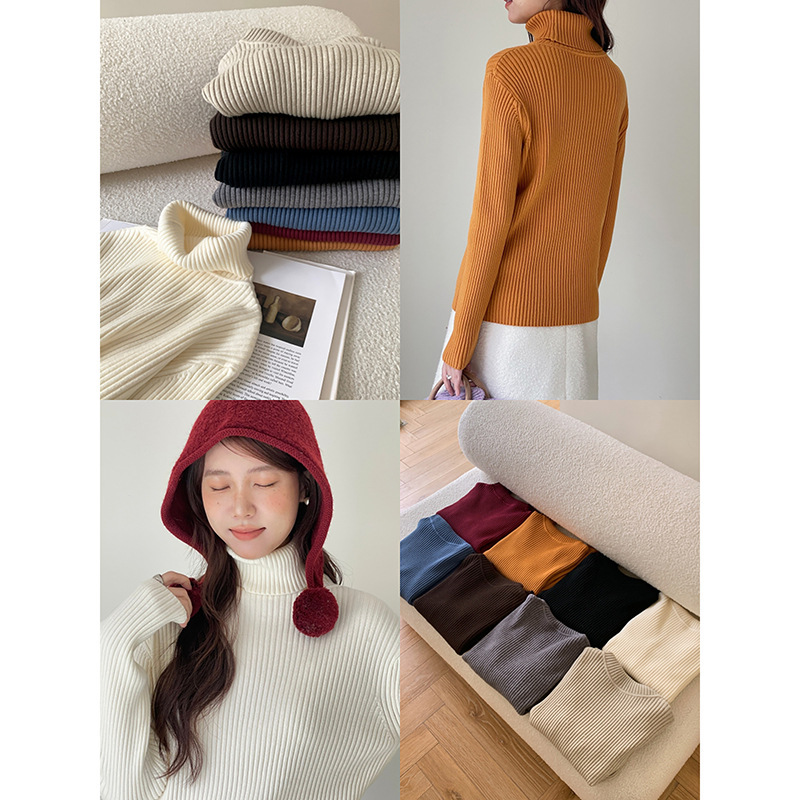 [Long-Termism 9-Color Turtleneck Knitwear] Geming Pit Strip Knitwear Winter New Style Inner Wool Knitwear N876C
