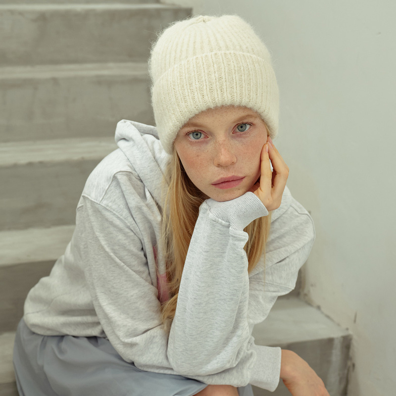 Homemade Alpaca Wool Blended Solid Color Korean Style Basic Knitted Hat Women's Autumn and Winter Cold Hat Warm Wool Hat