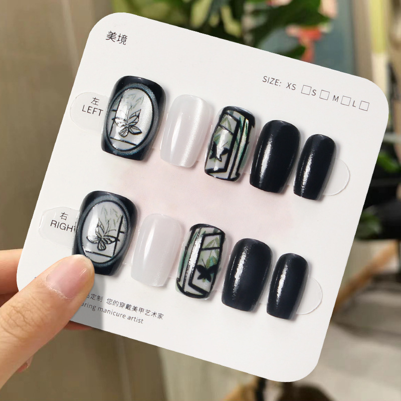 Fake nails, removable nail stickers for manicure, cat's eye