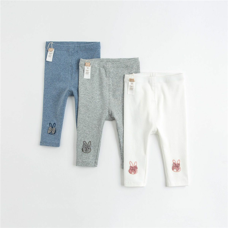 Spring and Autumn Girls' Leggings, Stylish Children's Fashion Brand Korean Cartoon Elastic Solid Color Outerwear Long Pants