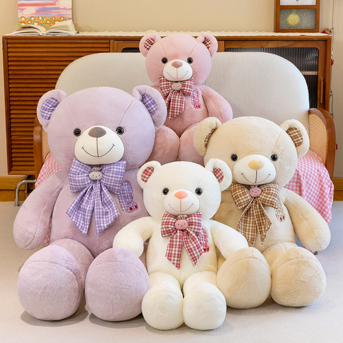 Quality Hug Bear Doll Sweater Bow Tie Ribbon Teddy Bear Plush Toy Girls Sleeping Wedding Gift Cross-Border