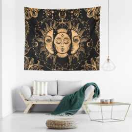 新款跨境货源北欧神话黄色月亮太阳数码印花挂毯1件