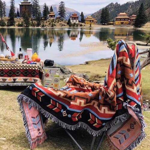 Cross-border new product outdoor equipment multi-purpose ethnic style picnic mat floor mat European-style camping blanket picnic beach cover blanket