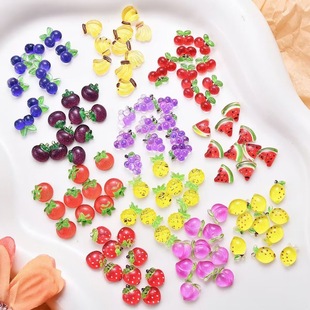 New Mini Fruit Strawberry Cartoon Nail Art Accessories Mini Cherry Apple Watermelon Stereoscopic Resin Nail Accessories