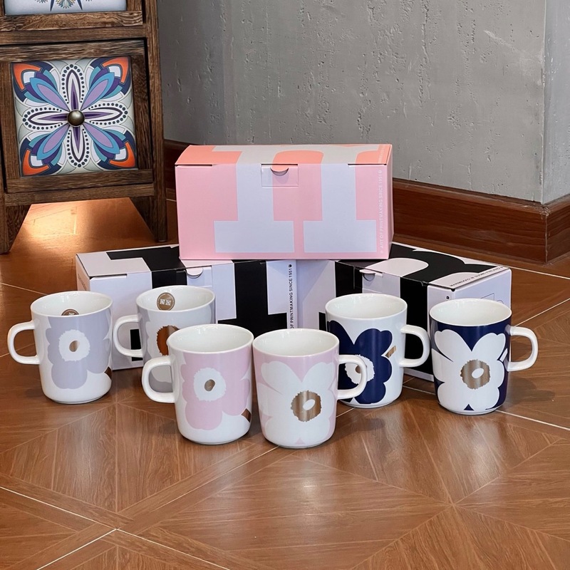 フィンランドマール ピンクゴールドマグ グレーゴールド ペアコーヒーカップ 食器 サクラピンク セラミック 限定ギフトボックス|undefined