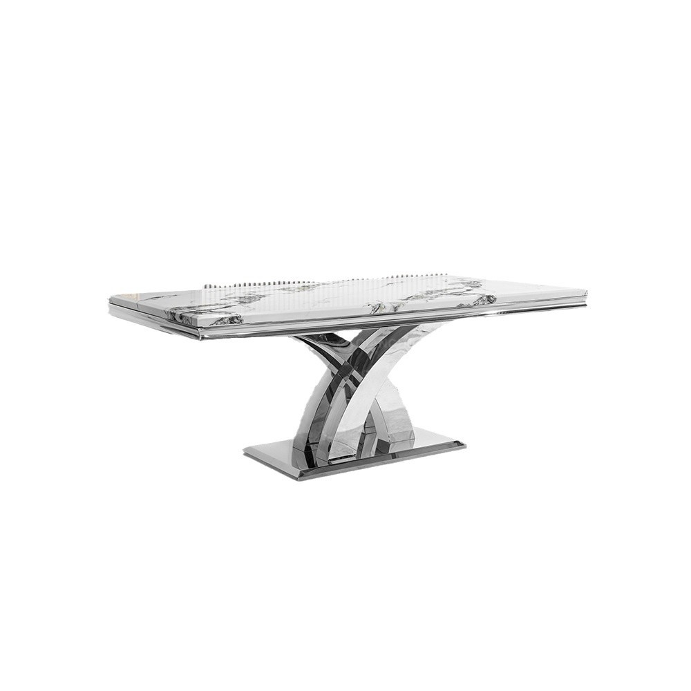 Mesa de Comedor de Mármol y Acero Inoxidable para 6 Personas Desmontable para Restaurante image 6