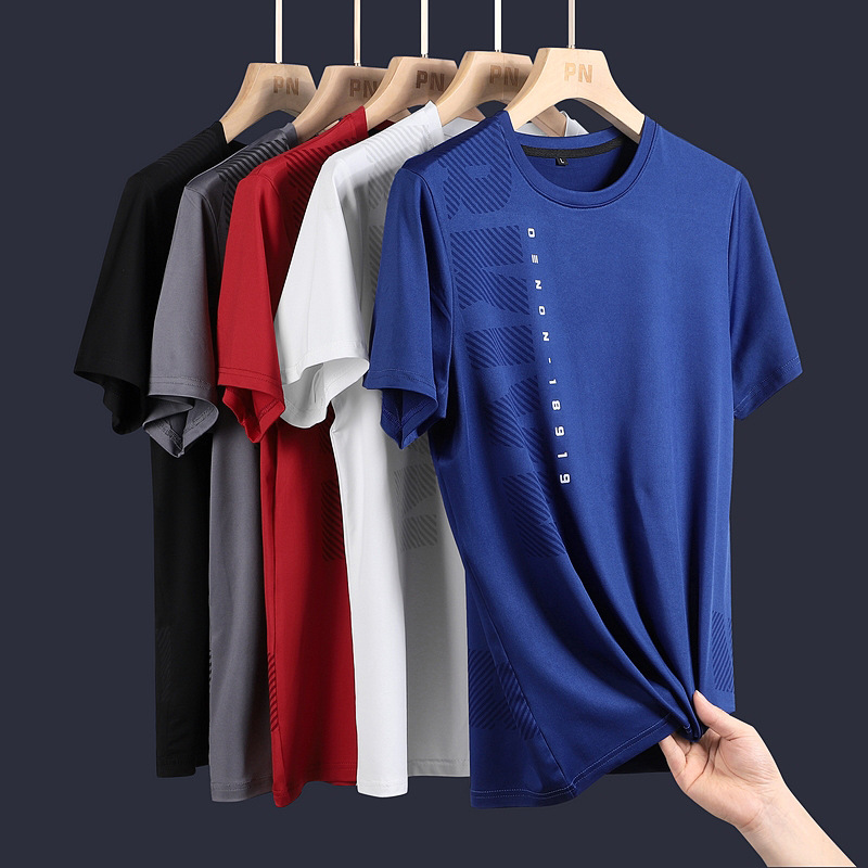 Travel summer short sleeve T-shirt for gym, quick dry clothing, silk sports suit, for running, oversize 4