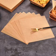 奶茶店配套原木色食品防油吸油牛皮紙薯條墊紙小吃籃用