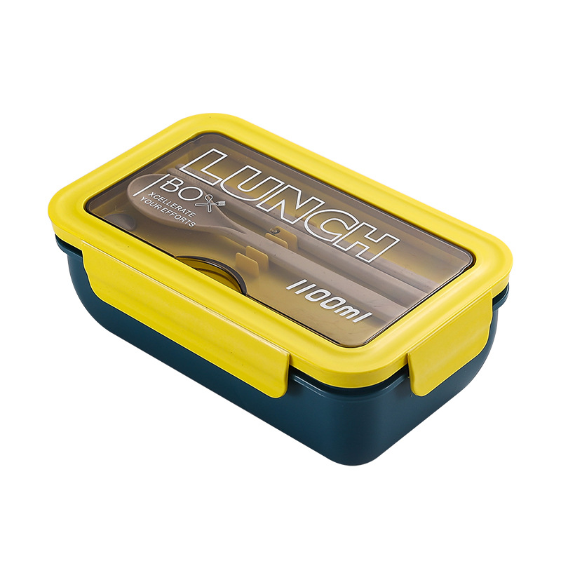 Fiambrera de plástico Caja de almuerzo dividida portátil de estilo japonés con vajilla para estudiantes de oficina Caja de almuerzo sellada de gran capacidad