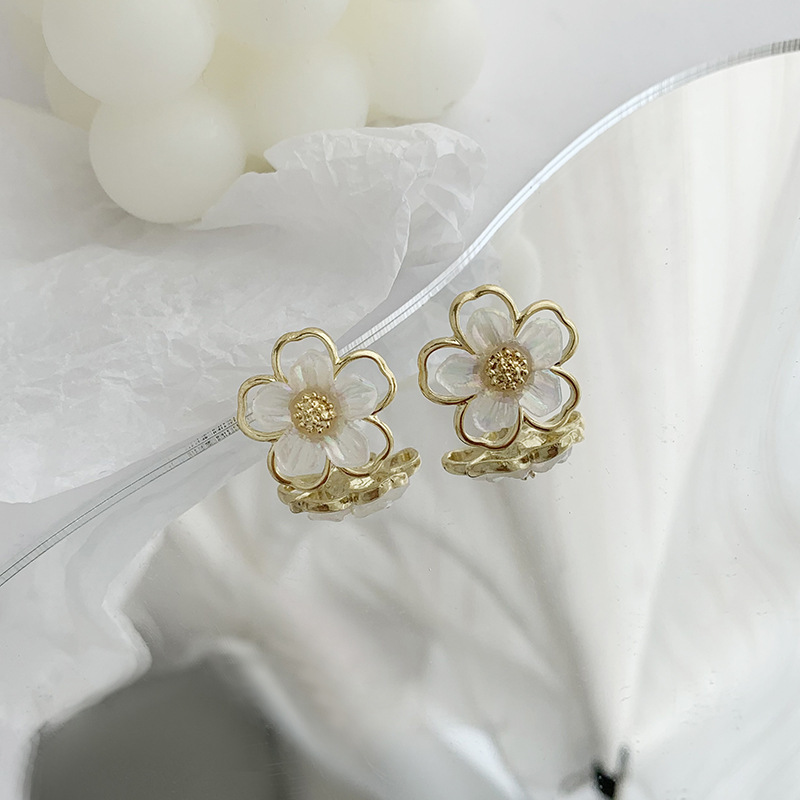 Fashion Retro Simple Pearl Female New Flower Simple Alloy Earrings display picture 3