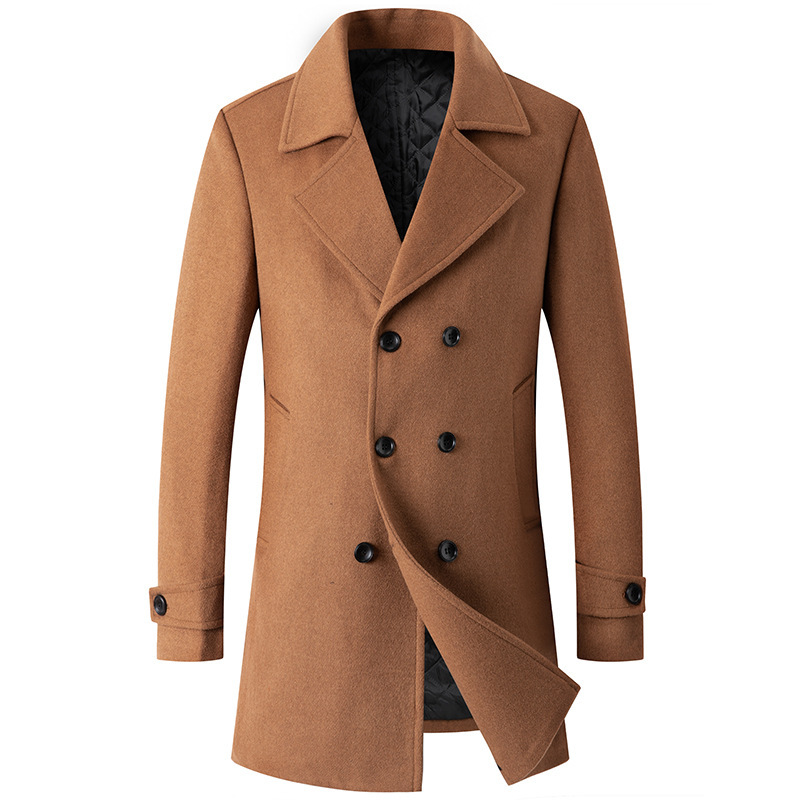 Autumn and Winter New European-sized Men's Wool Coat Fashionable Double-breasted Lapel Mid-length Wool Coat for Men Autumn and Winter New European-sized Men's Wool Coat Fashionable Double-breasted Lapel Mid-length Wool Coat for Men