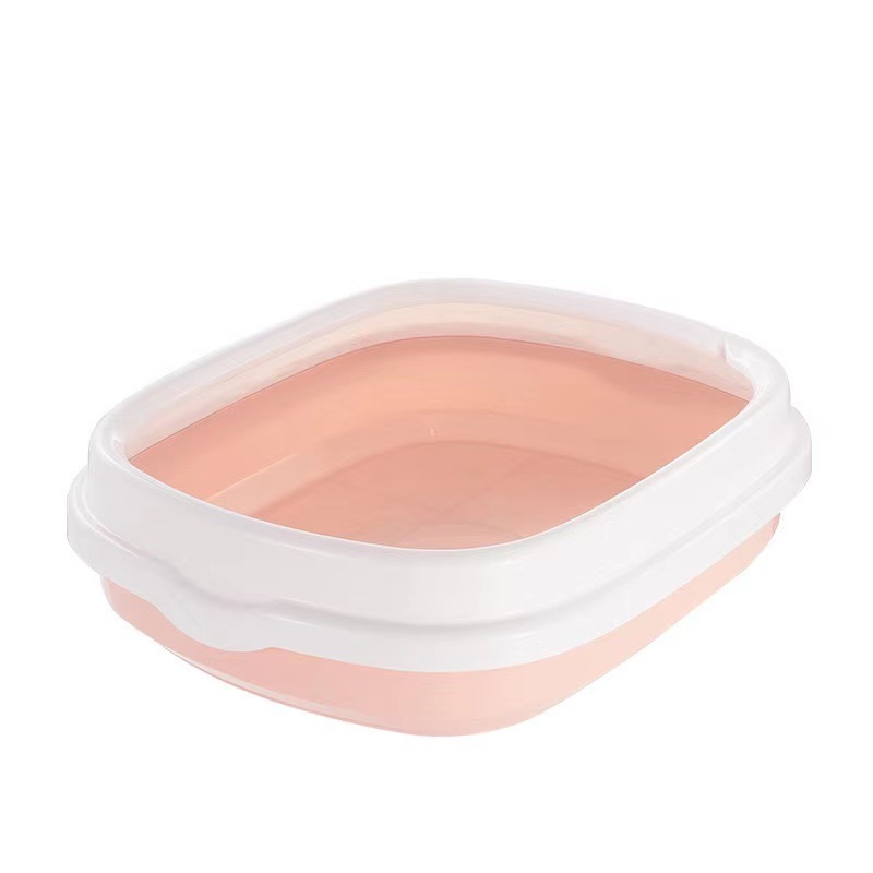 En stock caja de arena para gatos al por mayor semi-cerrado gato inodoro anti-salpicaduras caja de arena para gatos PP Cat Basin suministros para mascotas