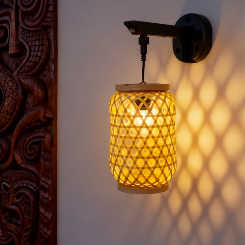 Solar-Powered Bamboo Lanterns, Wall-Mounted Lanterns, New Chinese-Style Lighting, Bamboo Art Lanterns, Antique-Style Lampshades, Solar-Charged, Automatically Light up Solar-Powered Bamboo Lanterns, Wall-Mounted Lanterns, New Chinese-Style Lighting, Bamboo Art Lanterns, Antique-Style Lampshades, Solar-Charged, Automatically Light up