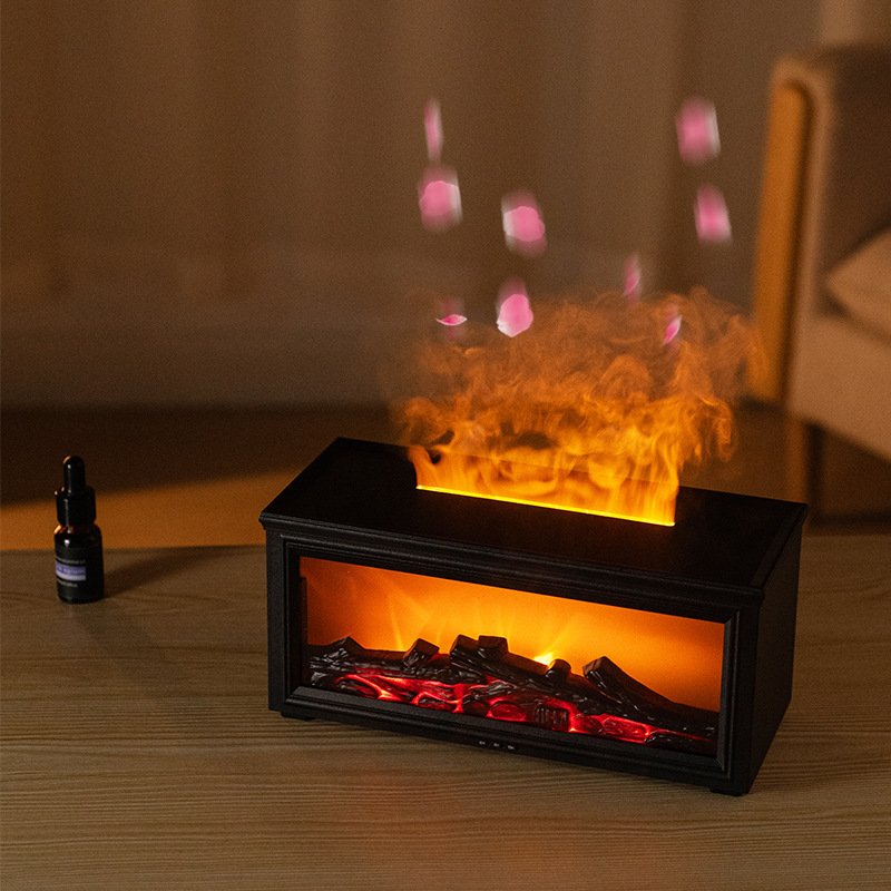 Nuevo humidificador de chimenea retro, máquina de fragancia pequeña de escritorio, luz de ambiente colorida para el hogar, máquina de aromaterapia de chimenea de llama