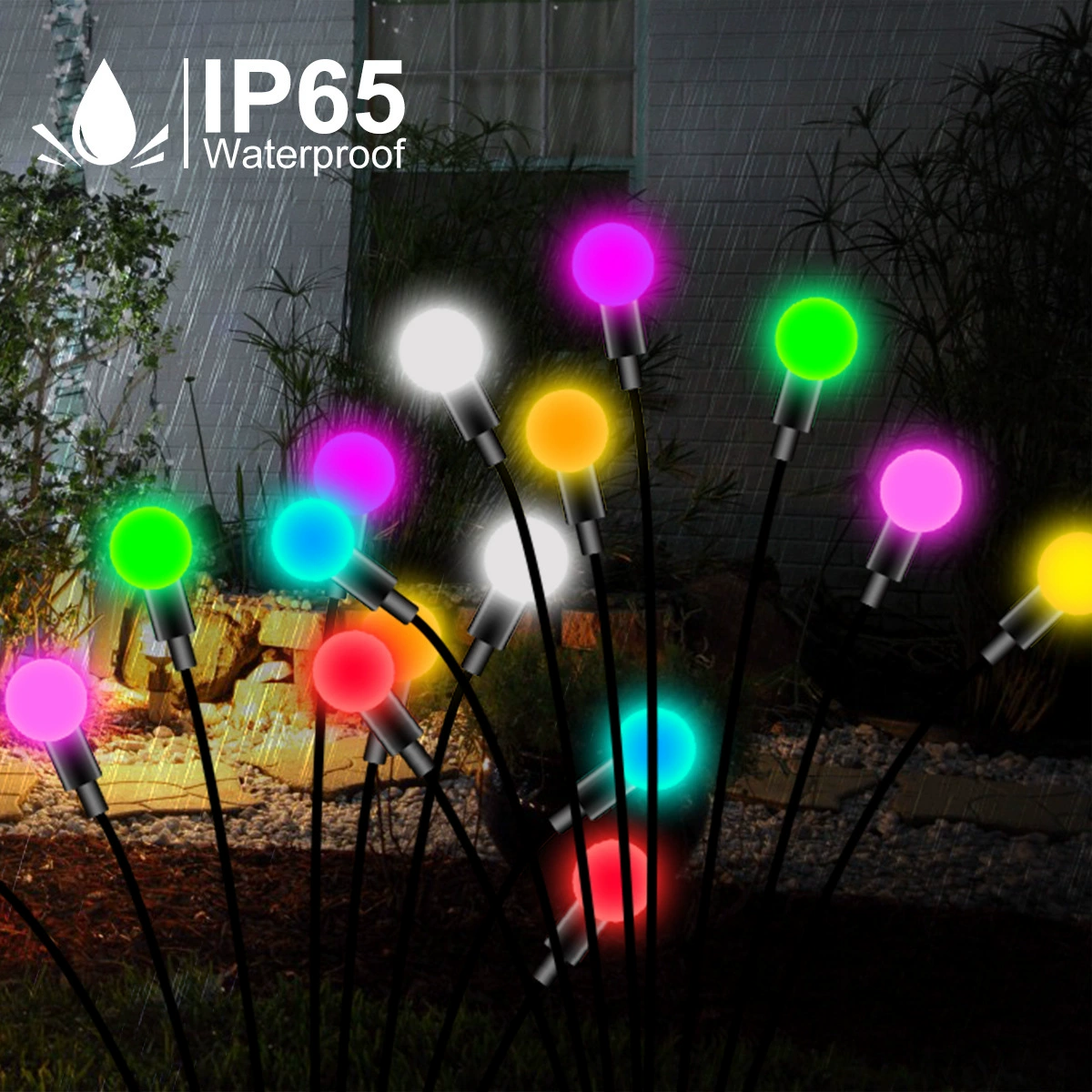 Солнечные светильники-светлячки для улицы, водонепроницаемые, разноцветные гирлянды, мигающие гирлянды, декоративные светильники для создания атмосферы, светильники для газона