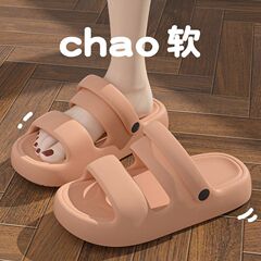 女性用夏用スリッパ、2025年新作厚底、高さを高める、ビーチ用滑り止めスリッパ、女性用夏用アウターウェア