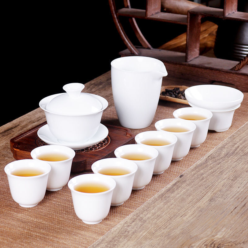 茶具套装德化白瓷盖碗茶杯功夫茶具品茗杯整套家用会客厂家直销