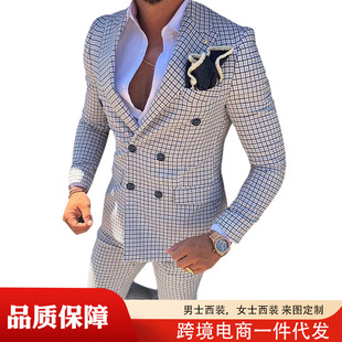 Factory direct men's suit two-piece slim foreign trade suit business Korean men's suit