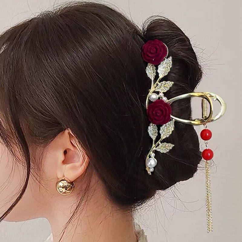 New Rose Hairpin for Women, Back of Head Braided Hairstyle, Korean Version, Shark Clip Hair Accessories, Wholesale