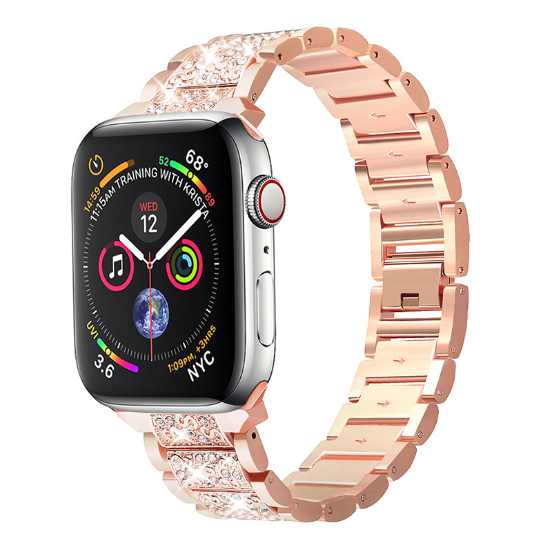 Adecuado para Apple reloj Correa moda metal sólido Acero inoxidable Apple reloj Correa diamante iwatch Correa