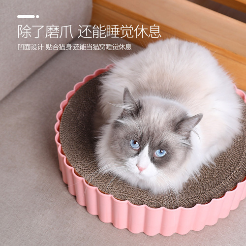 Cross-border Amazon Cat Supplies Cat Lying Mat Replaceable Inner Core Cat Nest Cat Climbing Frame Round Corrugated Cat Scratching Board