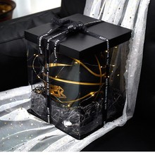 ins风装篮球的礼盒包装盒男生款鞋盒子透明大号正方形生日礼物盒