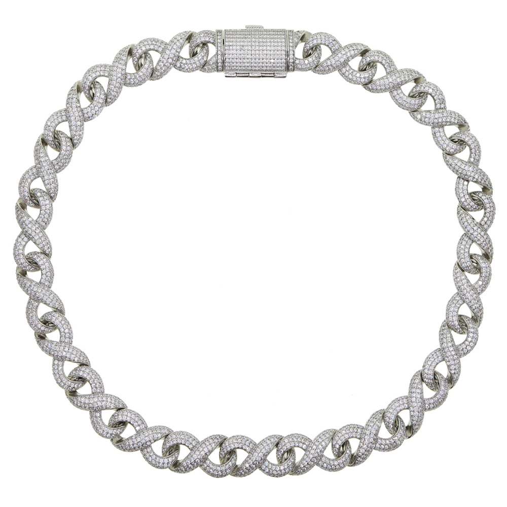 Nouveau collier pour homme Amazon, style hip-hop, orné de zircon infini de 15 mm de large et entièrement serti de diamants. Disponible pour_voghion.com