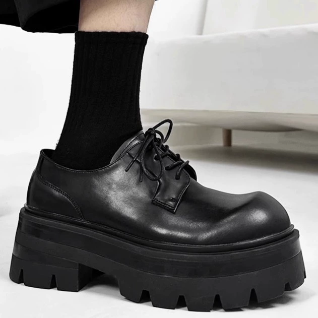 Дно толщиной 7 см серии Black Blood, обувь Дерби из натуральной кожи, мужская повседневная кожаная обувь с большим носком, увеличивающая рост, Женская пригородная Мода