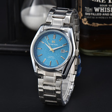 2024跨境爆款手表厂家直销不锈钢非机械石英带日历男士手表