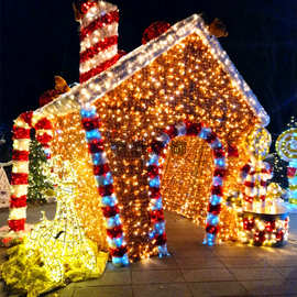 LED圣诞老人麋鹿雪橇灯光节造型花灯亮化房子车造型美陈光雕彩灯
