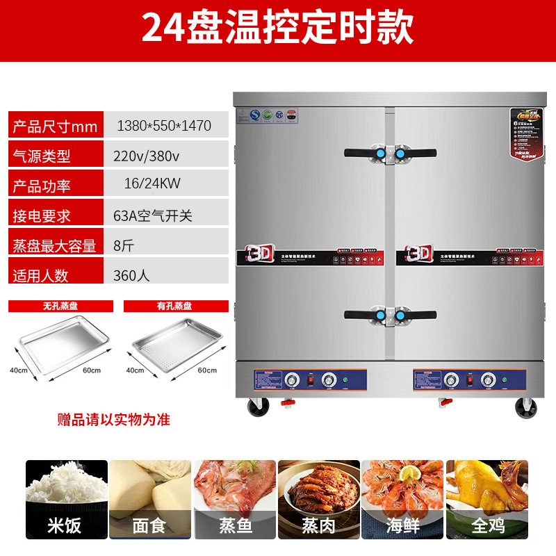 Cabina de arroz al vapor de doble puerta, carro de arroz al vapor de 24 placas, gabinete de arroz al vapor comercial de doble puerta, máquina de arroz al vapor de gas