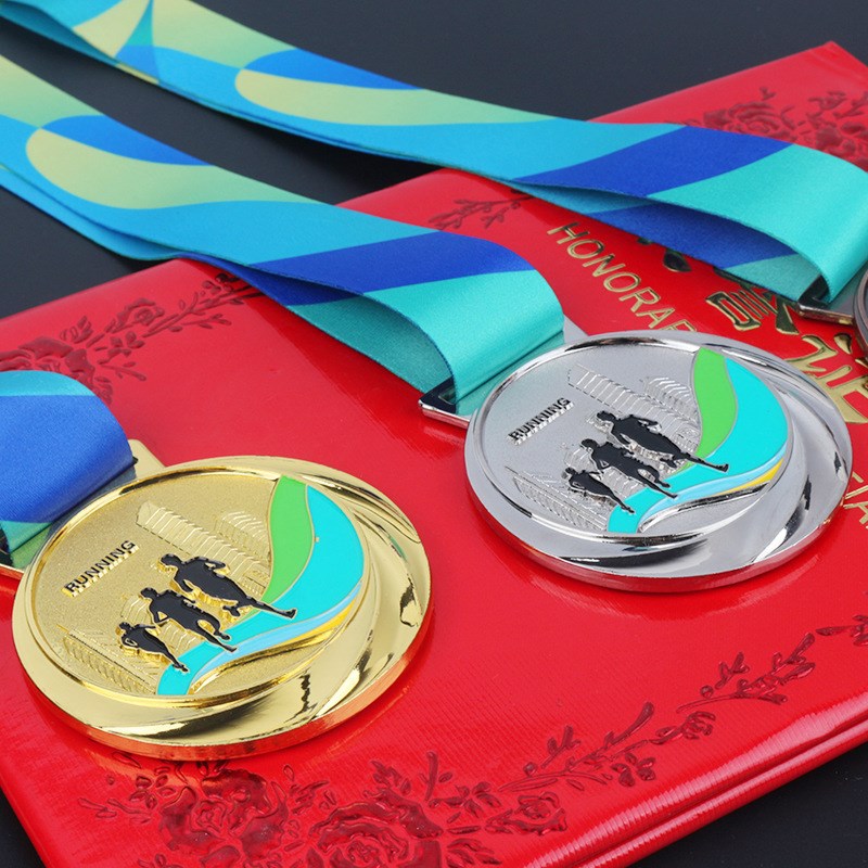 Medalla de metal haciendo medalla de oro, plata y cobre haciendo maratón medalla conmemorativa creativa corriendo medalla deportiva
