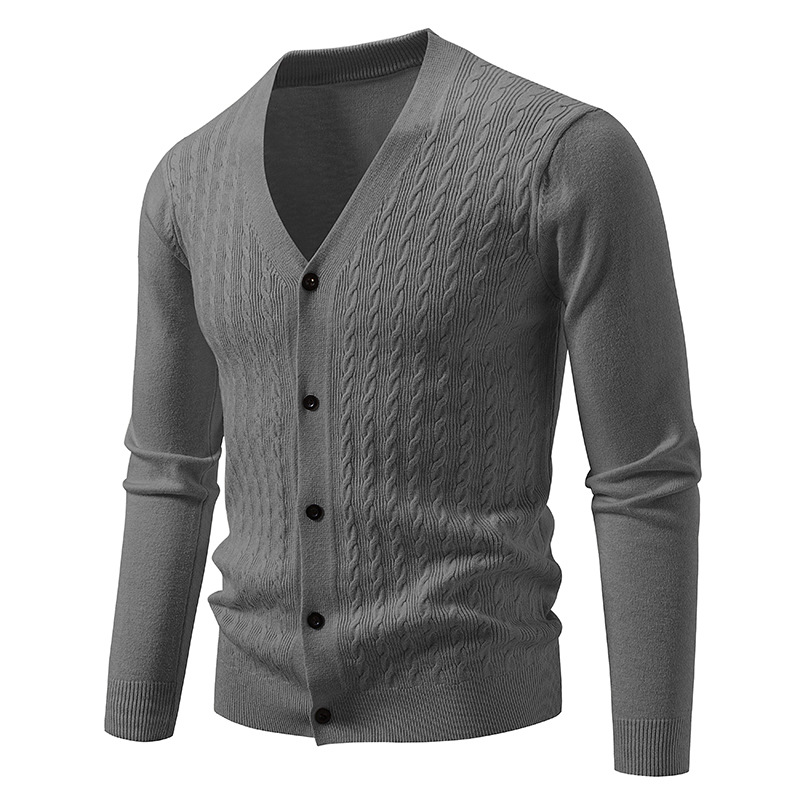 Moderner V-Ausschnitt-Strickcardigan für Herren – koreanisch inspiriertes, leichtes Basic-Teil zum Kombinieren_voghion.com
