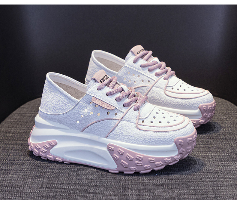 Giày sneaker nữ da thật đế dày phong cách thể thao tăng chiều cao, có thể xỏ như dép, mẫu hè 2026 — M2328 màu tím, M2328 màu đen, M2328 Màu Đỏ, M2328 màu xanh lá chi tiết 33