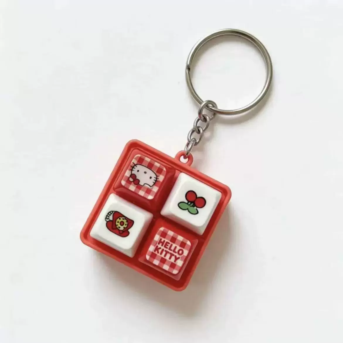 Котик Kitty KT в стиле Little Red Book, ключодержатель с кнопкой-звуком HolleKitty в виде четырехугольной сетки, забавный аксессуар для снятия стресса и релаксации