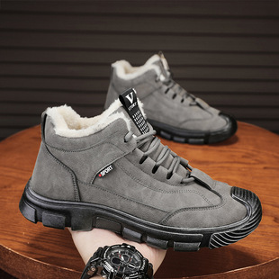 Winter Men's High-top Tooling Martin Shoes fleece-lined Thickened Warm Cotton Shoes Thick Sole Northeast Live Casual Martin Boots