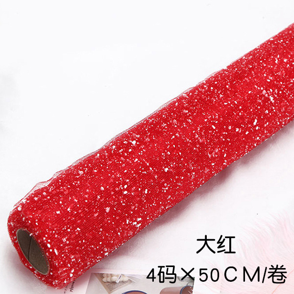 Fábrica en stock venta al por mayor DIY flor ramo floral material de embalaje copo de nieve espuma gasa malla longitud 4 yardas nieve punto gasa